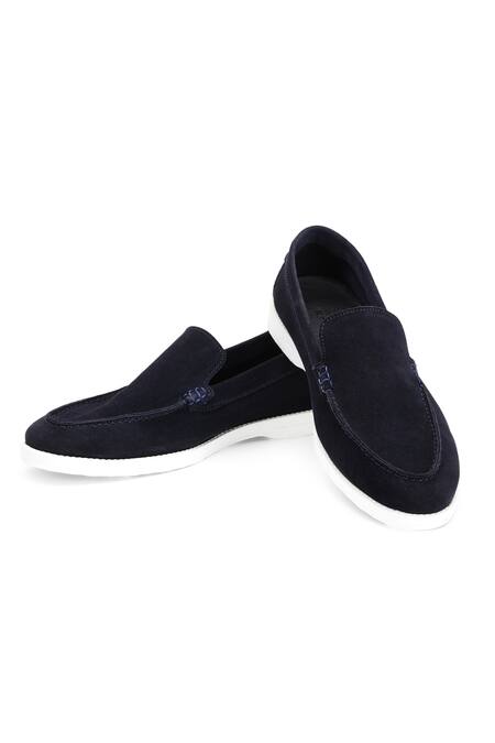 SHUTIQ Blue Embroidered Otimo Round Toe Shoes