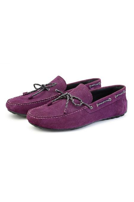 Buy_Shutiq_Purple Para Round Shaped Knotted Loafers _Online_at_Aza_Fashions