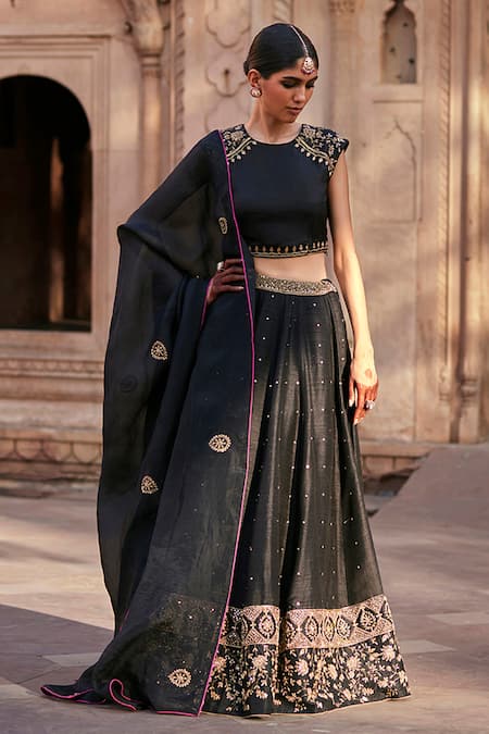 Weaver Story Gypsophilia Bloom Zardozi Embroidered Lehenga Blouse Set 