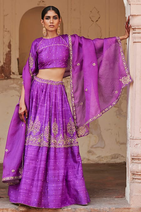 Weaver Story Zinnia Florence Zardozi Embroidered Bridal Lehenga Set 