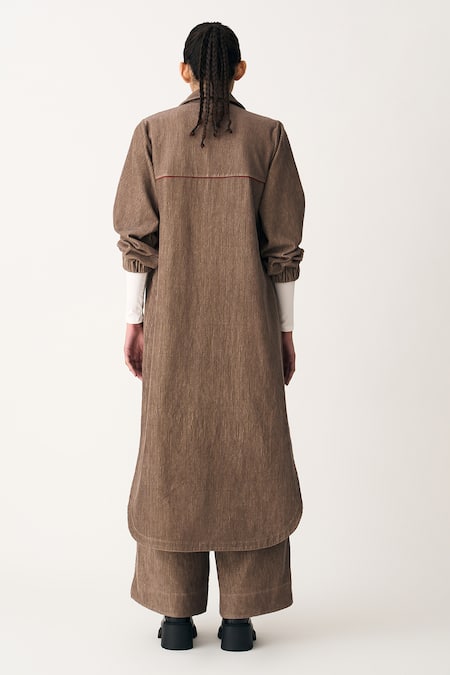 Shop_Three_Brown Corduroy Broad Bottom Trouser _at_Aza_Fashions