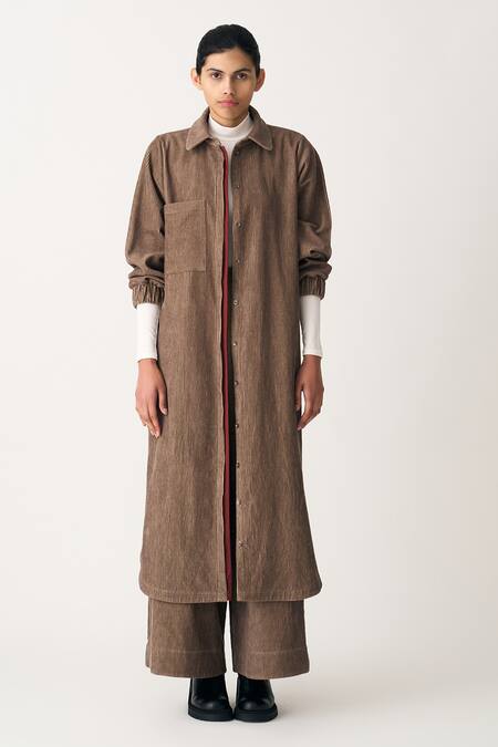 Buy_Three_Brown Corduroy Broad Bottom Trouser _Online_at_Aza_Fashions