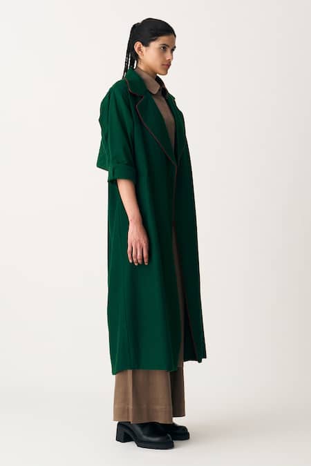 Buy Three Emerald Green Cotton, Wool Collared Quilted Notched Jacket Online at Aza Fashions Buy_Three_Emerald Green Cotton, Wool Collared Quilted Notched Jacket _Online_at_Aza_Fashions