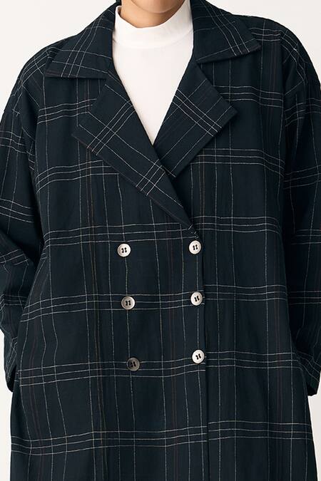 Buy Three Black Cotton, Twill Embroidery Collared Grid Pattern Jacket Online at Aza Fashions Buy_Three_Black Cotton, Twill Embroidery Collared Grid Pattern Jacket _Online_at_Aza_Fashions