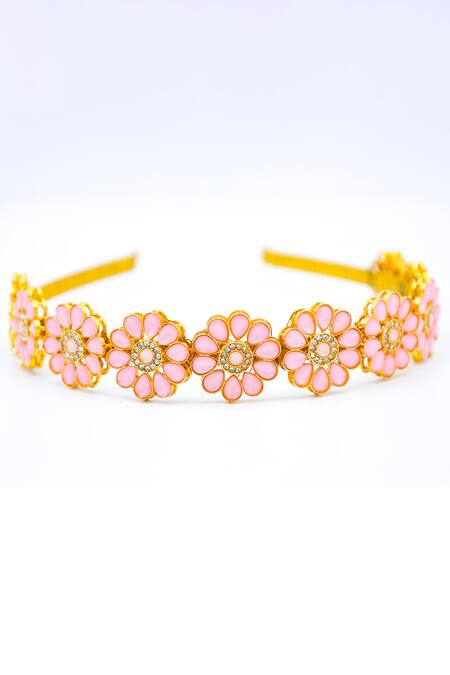 Foot Fuel_Gold Crystals, Beads Embellished Hairband _Online_at_Aza_Fashions