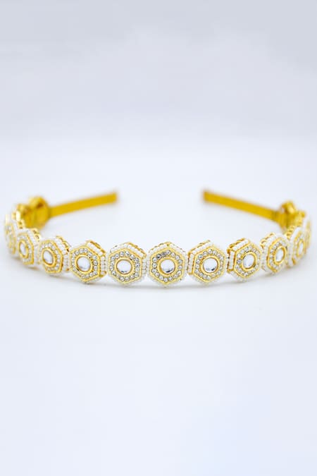 Foot Fuel_Gold Beads, Crystals And Embellished Hairband _Online_at_Aza_Fashions