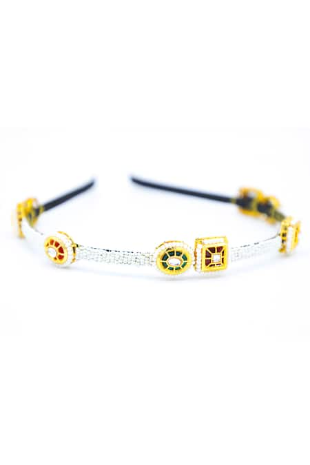 Foot Fuel Geometric Cutwork Beads Embellished Hair Band 