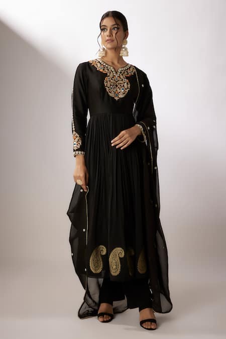 Nadima Saqib Embroidered Anarkali With Badla Work Dupatta 