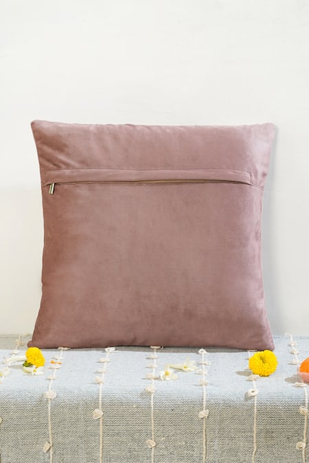 Mid July Home Pink Premium Velvet Hand Embroidery Dreamscape Pattern Cushion Cover Online at Aza Fashions Mid July Home_Pink Premium Velvet Hand Embroidery Dreamscape Pattern Cushion Cover_Online_at_Aza_Fashions