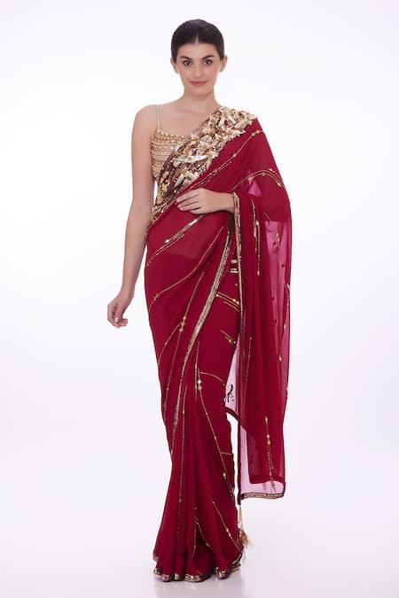 DILNAZ Mirror & Cut Dana Embroidered Saree 