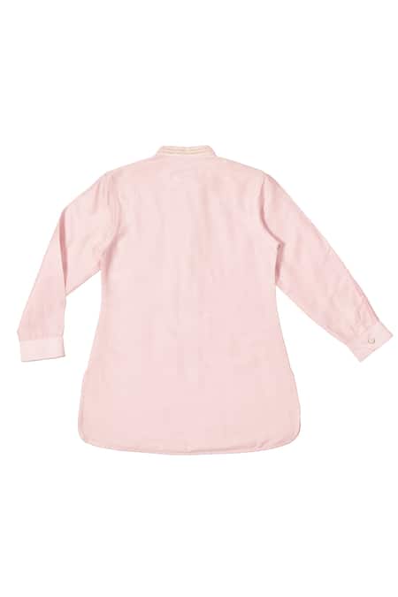 Shop Partykles Pink Polyester, Silk, Cotton Sequins, Embroidery Placket Kurta And Pant Set at Aza Fashions Shop_Partykles_Pink Polyester, Silk, Cotton Sequins, Embroidery Placket Kurta And Pant Set _at_Aza_Fashions