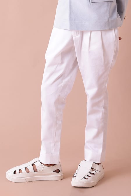 Partykles Blue Cotton Satin Solid Jodhpuri And Pant Set Online at Aza Fashions Partykles_Blue Cotton Satin Solid Jodhpuri And Pant Set _Online_at_Aza_Fashions