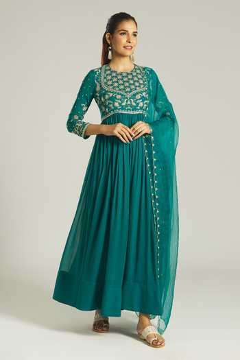 Buy Samyukta Singhania Blue Georgette Embroidery Round Neck Zardozi Yoke Anarkali With Dupatta Online at Aza Fashions Buy_Samyukta Singhania_Blue Georgette Embroidery Round Neck Zardozi Yoke Anarkali With Dupatta _Online_at_Aza_Fashions