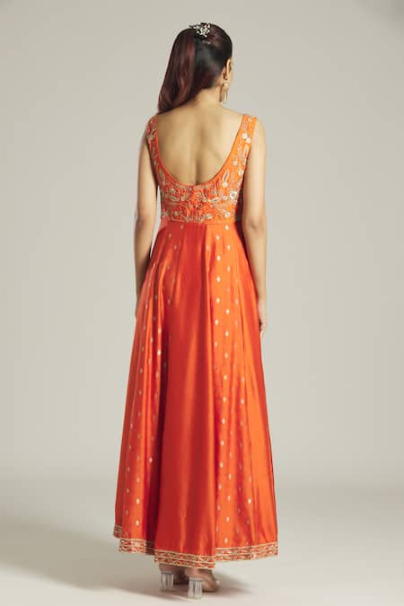 Samyukta Singhania Floral Pattern Panelled Anarkali With Dupatta 