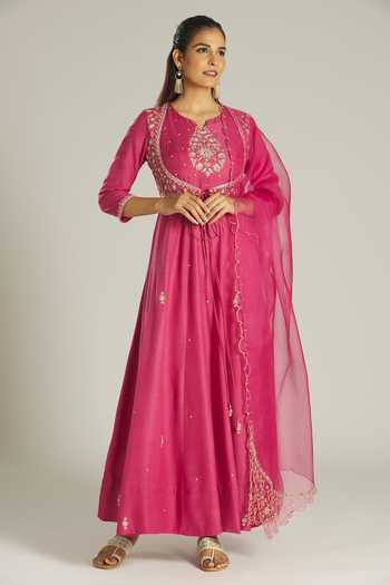 Buy Samyukta Singhania Pink Mohair, Organza Embroidery, Zari Zardozi Panelled Anarkali With Dupatta at Aza Fashions Buy_Samyukta Singhania_Pink Mohair, Organza Embroidery, Zari Zardozi Panelled Anarkali With Dupatta _at_Aza_Fashions