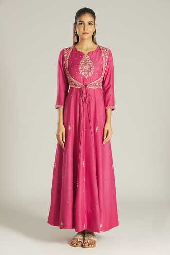 Samyukta Singhania Pink Mohair, Organza Embroidery, Zari Zardozi Panelled Anarkali With Dupatta Online at Aza Fashions Samyukta Singhania_Pink Mohair, Organza Embroidery, Zari Zardozi Panelled Anarkali With Dupatta _Online_at_Aza_Fashions