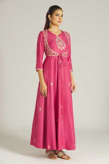 Buy Samyukta Singhania Pink Mohair, Organza Embroidery, Zari Zardozi Panelled Anarkali With Dupatta Online at Aza Fashions Buy_Samyukta Singhania_Pink Mohair, Organza Embroidery, Zari Zardozi Panelled Anarkali With Dupatta _Online_at_Aza_Fashions