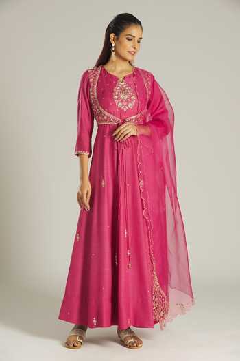 Samyukta Singhania Pink Mohair, Organza Embroidery, Zari Zardozi Panelled Anarkali With Dupatta at Aza Fashions Samyukta Singhania_Pink Mohair, Organza Embroidery, Zari Zardozi Panelled Anarkali With Dupatta _at_Aza_Fashions
