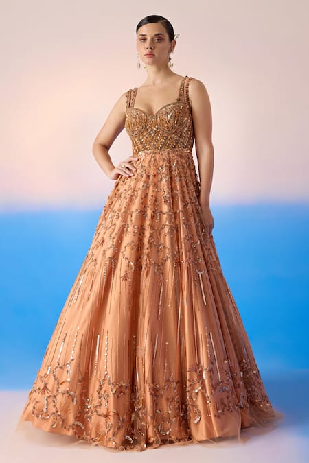 Mirroir Floral Jaal Embellished Gown 