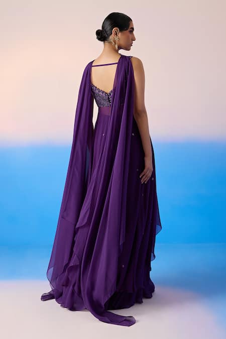 Mirroir Floral Crystal Embellished Kurta Sharara Set 