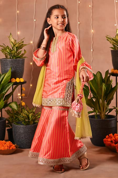 Mini Trails Striped Print Kurta Sharara Set 