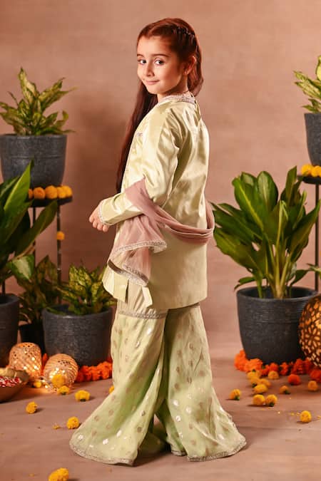 Mini Trails Thread Embroidered Kurta Sharara Set 