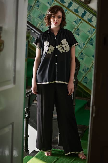 Nika 1.0 Paola Floral Embroidered Shirt & Pant Set 