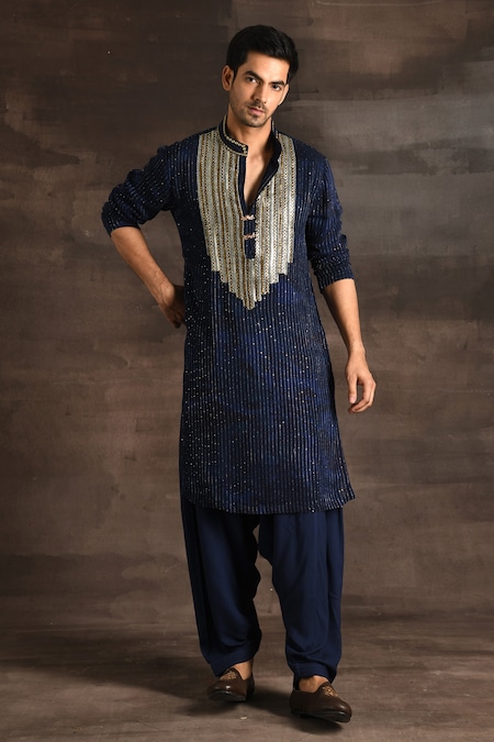 Soniya G Blue Georgette Sequins, Embroidery Kurta Set 