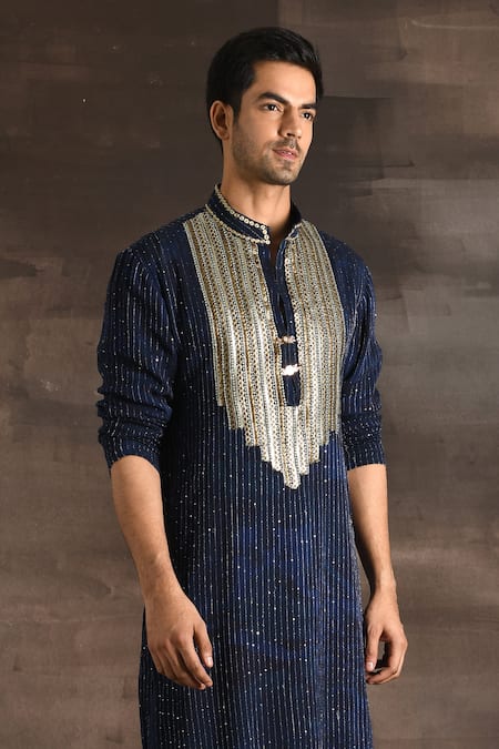 Buy_Soniya G_Blue Georgette Sequins, Embroidery Kurta Set _Online_at_Aza_Fashions