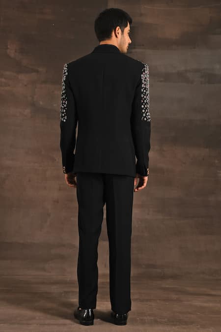 Soniya G Floral Zari Bead Embroidered Tuxedo Set 