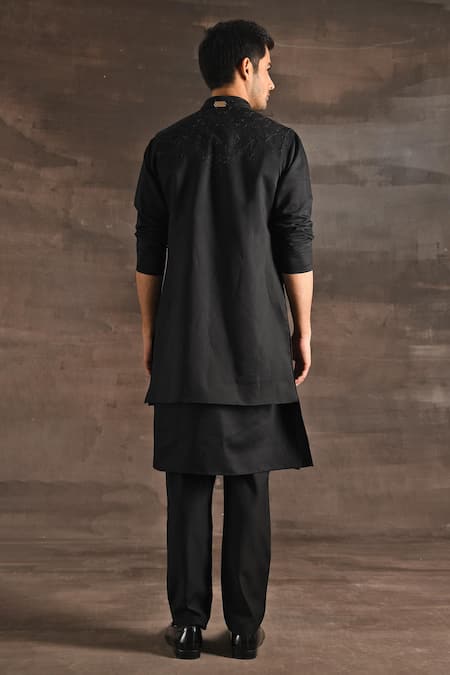 Soniya G Embroidered Handloom Silk Jacket Kurta Set 