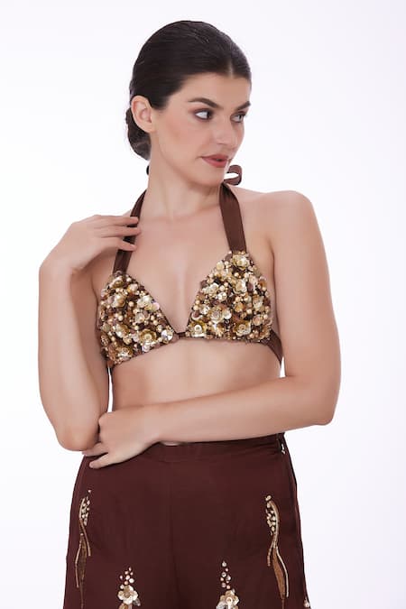 DILNAZ Sequin Applique Embellished Bikini 