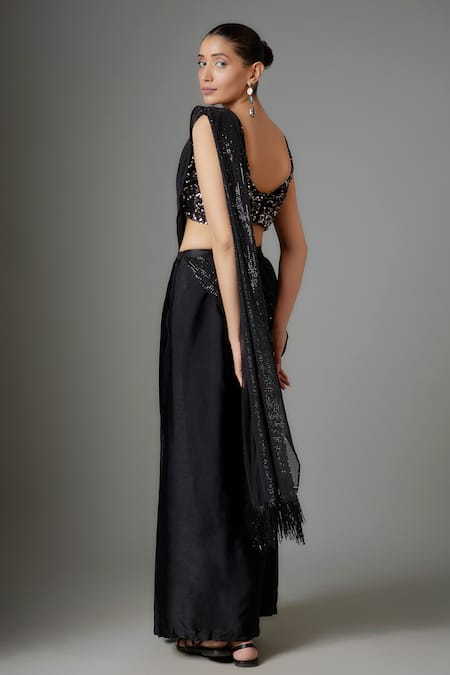 Divya Kanakia Sequin Embellished Pre-Stitched Saree With Blouse 