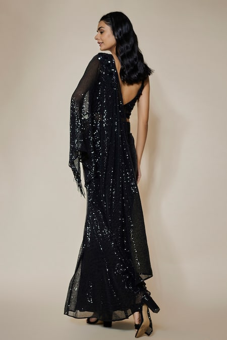 Divya Kanakia Sequined Pre-Stitched Saree With Blouse 
