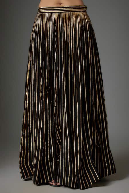 Divya Kanakia Black Georgette, Net Embroidery, Gota Patti Stripe Embellished Lehenga Cape Set Online at Aza Fashions Divya Kanakia_Black Georgette, Net Embroidery, Gota Patti Stripe Embellished Lehenga Cape Set _Online_at_Aza_Fashions