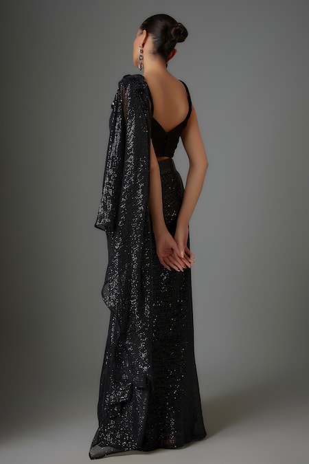 Divya Kanakia Sequin Embellished Pre-Stitched Saree With Blouse 