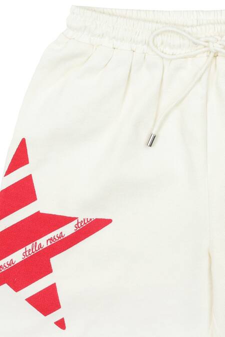 Stella Rossa By Les Petits_White Terrycloth Star Print Shorts_Online_at_Aza_Fashions