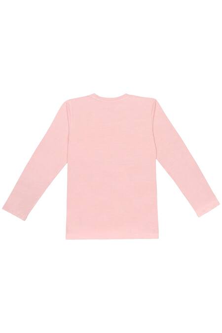 Shop Stella Rossa By Les Petits Pink Bamboo Embroidery Stella Rossa Star Pattern T-shirt at Aza Fashions Shop_Stella Rossa By Les Petits_Pink Bamboo Embroidery Stella Rossa Star Pattern T-shirt_at_Aza_Fashions