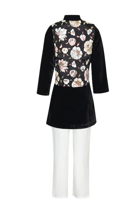 Stella Rossa By Les Petits Floral Nehru Jacket & Kurta Set 