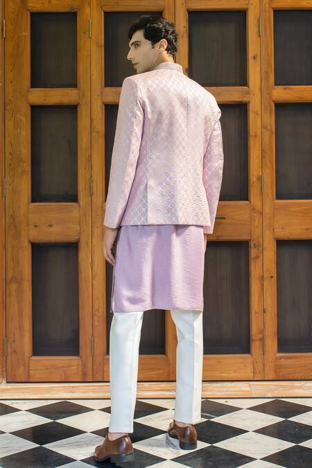 Buy_Tajiri_Pink Blazer- Linen Embroidered Jaal Valour With Kurta Set _Online_at_Aza_Fashions