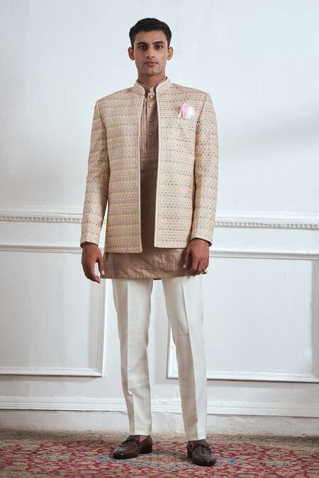 TAJIRI Reflections Embroidered Bandhgala & Kurta Set 