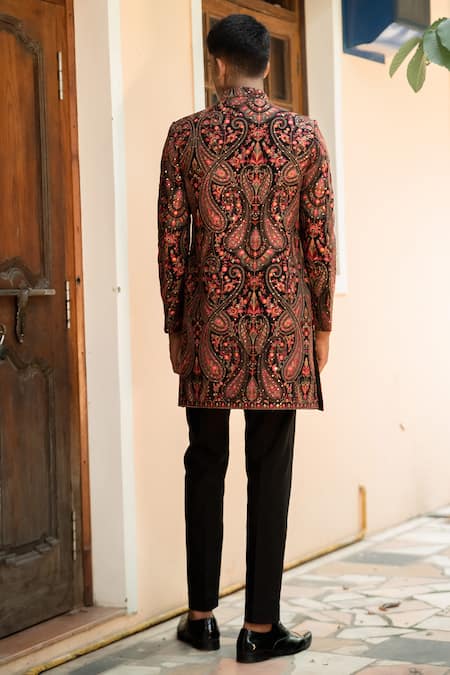 Tajiri Noor Paisley Embroidered Sherwani Set 