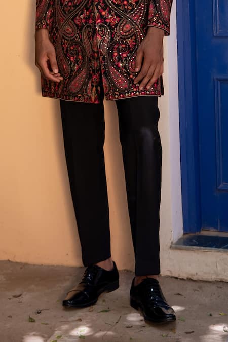 Buy Tajiri Red Embroidery Thread Noor Paisley Sherwani Set Online at Aza Fashions Buy_Tajiri_Red Embroidery Thread Noor Paisley Sherwani Set _Online_at_Aza_Fashions