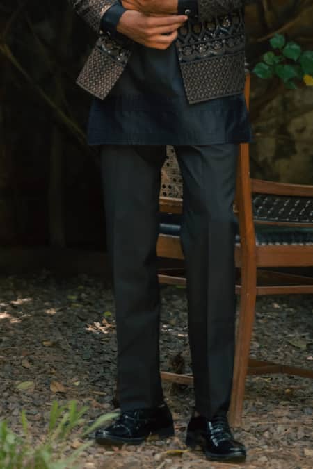 Buy Tajiri Black Velvet, Satin, Cotton, Modal Embroidery, Monarch Jacket And Kurta Set Online at Aza Fashions Buy_Tajiri_Black Velvet, Satin, Cotton, Modal Embroidery, Monarch Jacket And Kurta Set _Online_at_Aza_Fashions