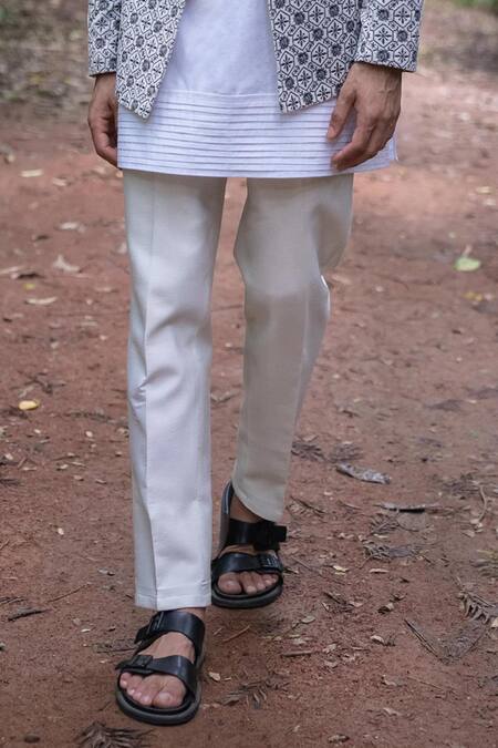 Buy Tajiri White Jacket Velvet Embroidery Thread Prowess Geometric And Kurta Set Online at Aza Fashions Buy_Tajiri_White Jacket Velvet Embroidery Thread Prowess Geometric And Kurta Set _Online_at_Aza_Fashions