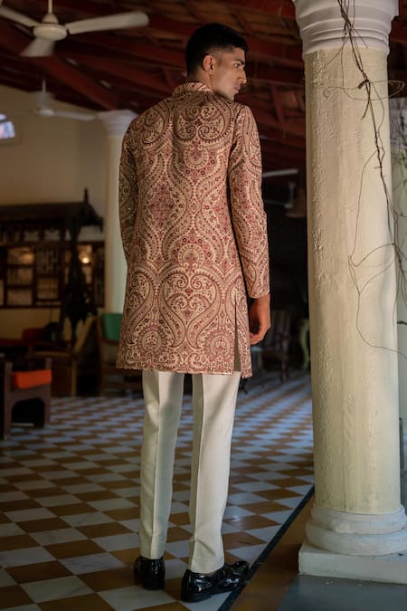 Tajiri Majesty Paisley Embroidered Sherwani Set 