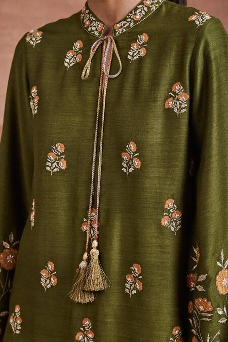 Sue Mue Green Mohair, Handloom Cotton Embroidery, Aradhna Floral Kurta And Salwar Set Online at Aza Fashions Sue Mue_Green Mohair, Handloom Cotton Embroidery, Aradhna Floral Kurta And Salwar Set _Online_at_Aza_Fashions