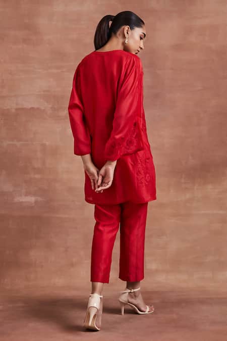 Sue Mue Mayra Embroidered Kaftan Kurta & Pant Set 