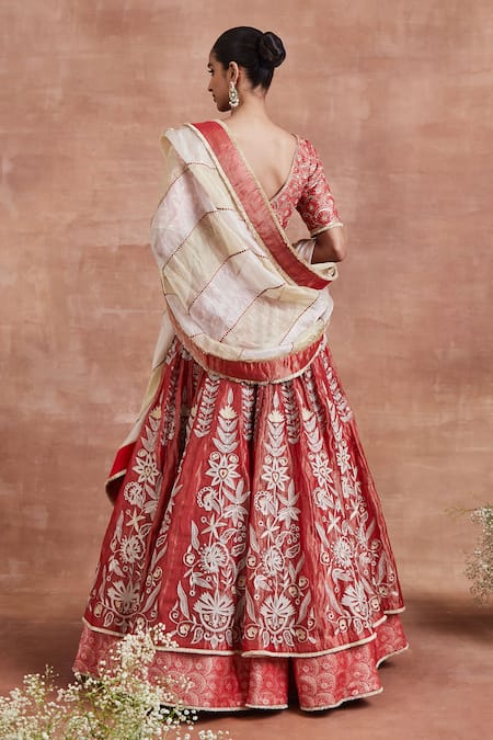 Sue Mue Aaloka Floral Brocade Woven Lehenga Set 