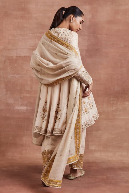 Shop Sue Mue Beige Cotton, Tissue, Silk Embroidery Gitashri Dori Work Anarkali Salwar Set at Aza Fashions Shop_Sue Mue_Beige Cotton, Tissue, Silk Embroidery Gitashri Dori Work Anarkali Salwar Set _at_Aza_Fashions